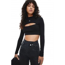 CALVIN KLEIN JEANS CUT OUT NECKLINE SWEATER ΜΠΛΟΥΖΑ ΓΥΝΑΙΚΕΙΑ BLACK