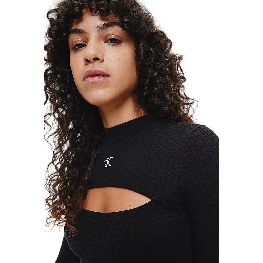 CALVIN KLEIN JEANS CUT OUT NECKLINE SWEATER ΜΠΛΟΥΖΑ ΓΥΝΑΙΚΕΙΑ BLACK