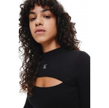 CALVIN KLEIN JEANS CUT OUT NECKLINE SWEATER ΜΠΛΟΥΖΑ ΓΥΝΑΙΚΕΙΑ BLACK