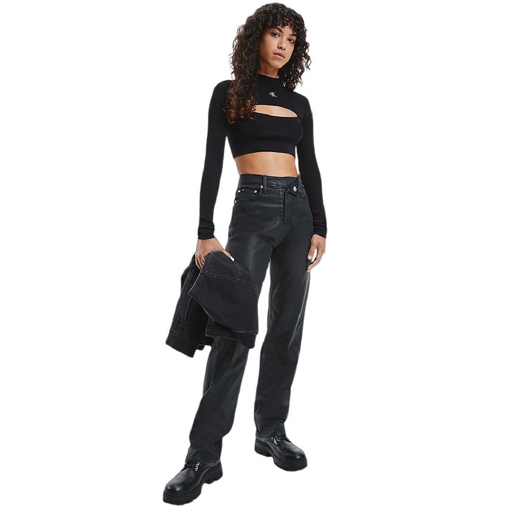 CALVIN KLEIN JEANS CUT OUT NECKLINE SWEATER ΜΠΛΟΥΖΑ ΓΥΝΑΙΚΕΙΑ BLACK