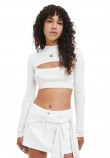 CALVIN KLEIN JEANS CUT OUT NECKLINE SWEATER ΜΠΛΟΥΖΑ ΓΥΝΑΙΚΕΙΑ ECRU