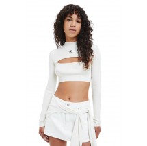 CALVIN KLEIN JEANS CUT OUT NECKLINE SWEATER ΜΠΛΟΥΖΑ ΓΥΝΑΙΚΕΙΑ ECRU