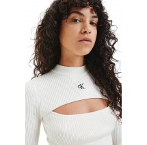 CALVIN KLEIN JEANS CUT OUT NECKLINE SWEATER ΜΠΛΟΥΖΑ ΓΥΝΑΙΚΕΙΑ ECRU