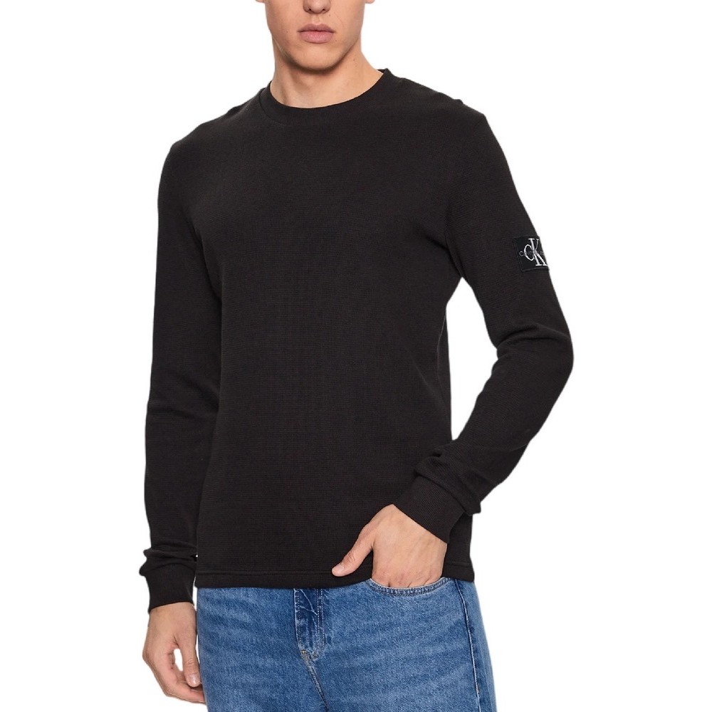 CALVIN KLEIN JEANS WAFFLE LS TEE ΜΠΛΟΥΖΑ ΑΝΔΡΙΚΗ BLACK