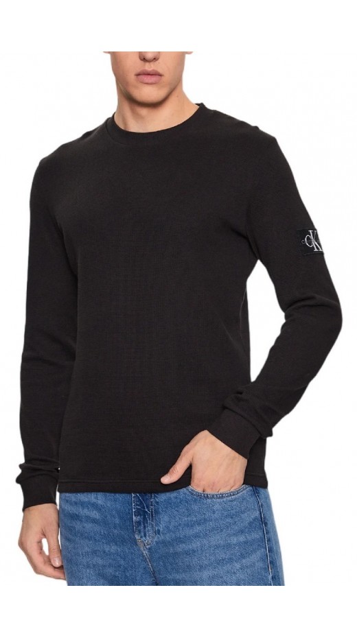 CALVIN KLEIN JEANS WAFFLE LS TEE ΜΠΛΟΥΖΑ ΑΝΔΡΙΚΗ BLACK