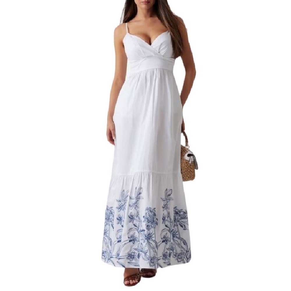 GUESS BLANCHE PLACE EMBRO LONG DRESS ΦΟΡΕΜΑ ΓΥΝΑΙΚΕΙΟ WHITE