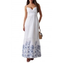 GUESS BLANCHE PLACE EMBRO LONG DRESS ΦΟΡΕΜΑ ΓΥΝΑΙΚΕΙΟ WHITE