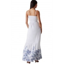 GUESS BLANCHE PLACE EMBRO LONG DRESS ΦΟΡΕΜΑ ΓΥΝΑΙΚΕΙΟ WHITE