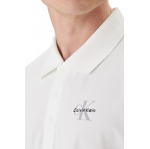 CALVIN KLEIN JEANS EASY MONOLOGO CASUAL PIQUE T-SHIRT ΜΠΛΟΥΖΑ ΑΝΔΡΙΚΗ BRIGHT WHITE