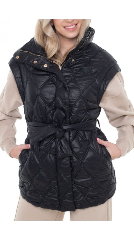 GUESS HILMA SLEEVELESS PUFFER JACKET ΓΙΛΕΚΟ ΜΠΟΥΦΑΝ ΓΥΝΑΙΚΕΙΟ BLACK