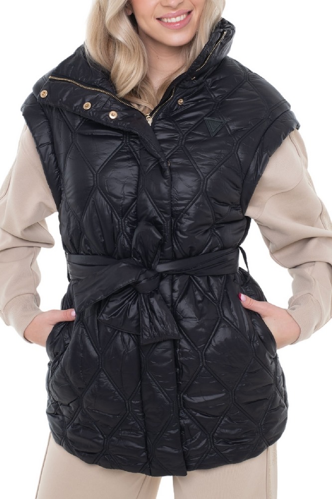 GUESS HILMA SLEEVELESS PUFFER JACKET ΓΙΛΕΚΟ ΜΠΟΥΦΑΝ ΓΥΝΑΙΚΕΙΟ BLACK