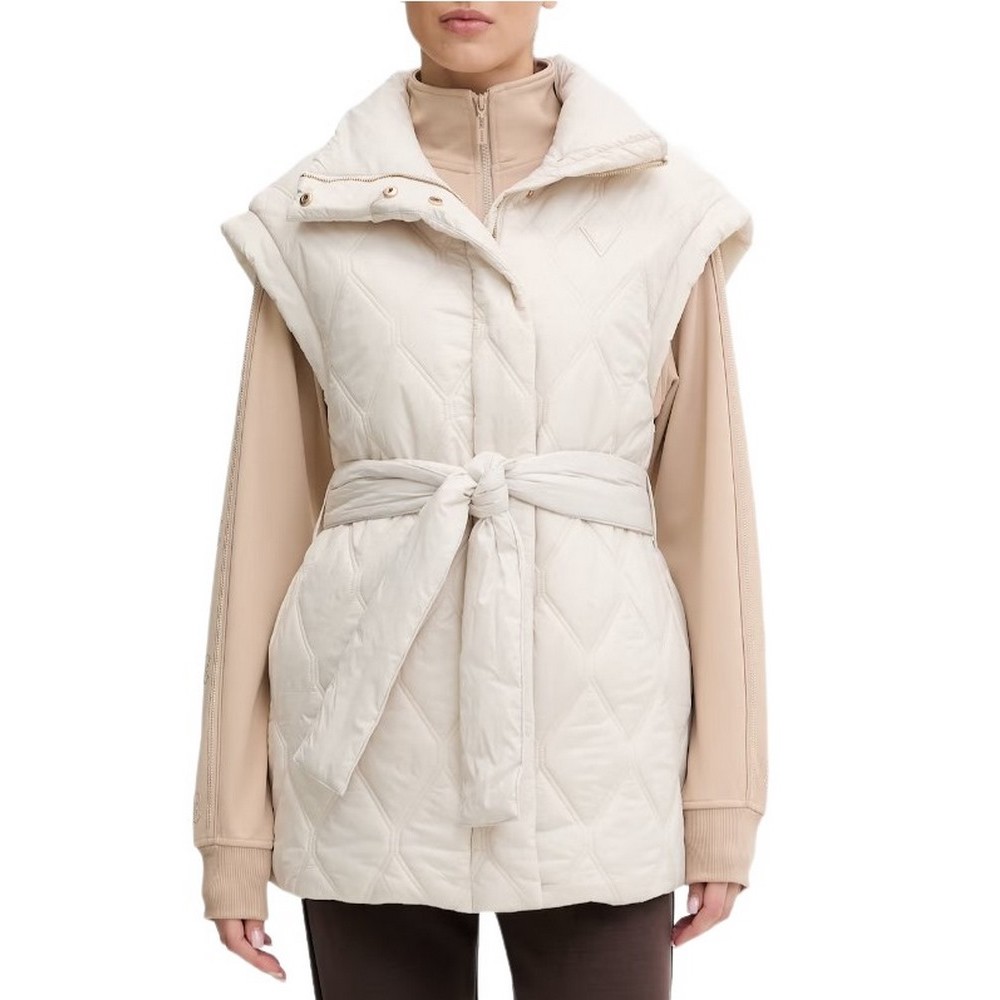 GUESS HILMA SLEEVELESS PUFFER JACKET ΓΙΛΕΚΟ ΜΠΟΥΦΑΝ ΓΥΝΑΙΚΕΙΟ BEIGE