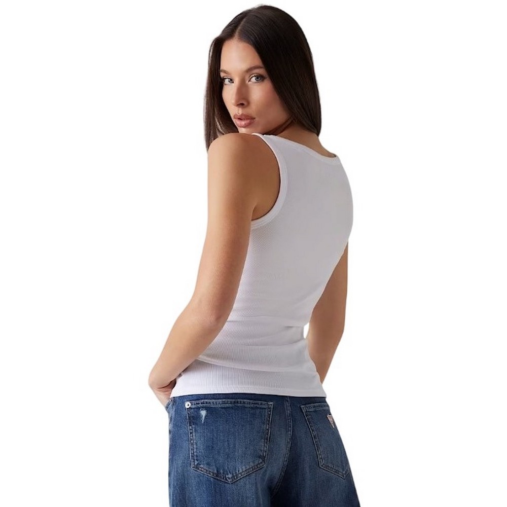 GUESS SL EMBELLISHED LOGO TANK TOP ΤΟΠ ΓΥΝΑΙΚΕΙΟ WHITE