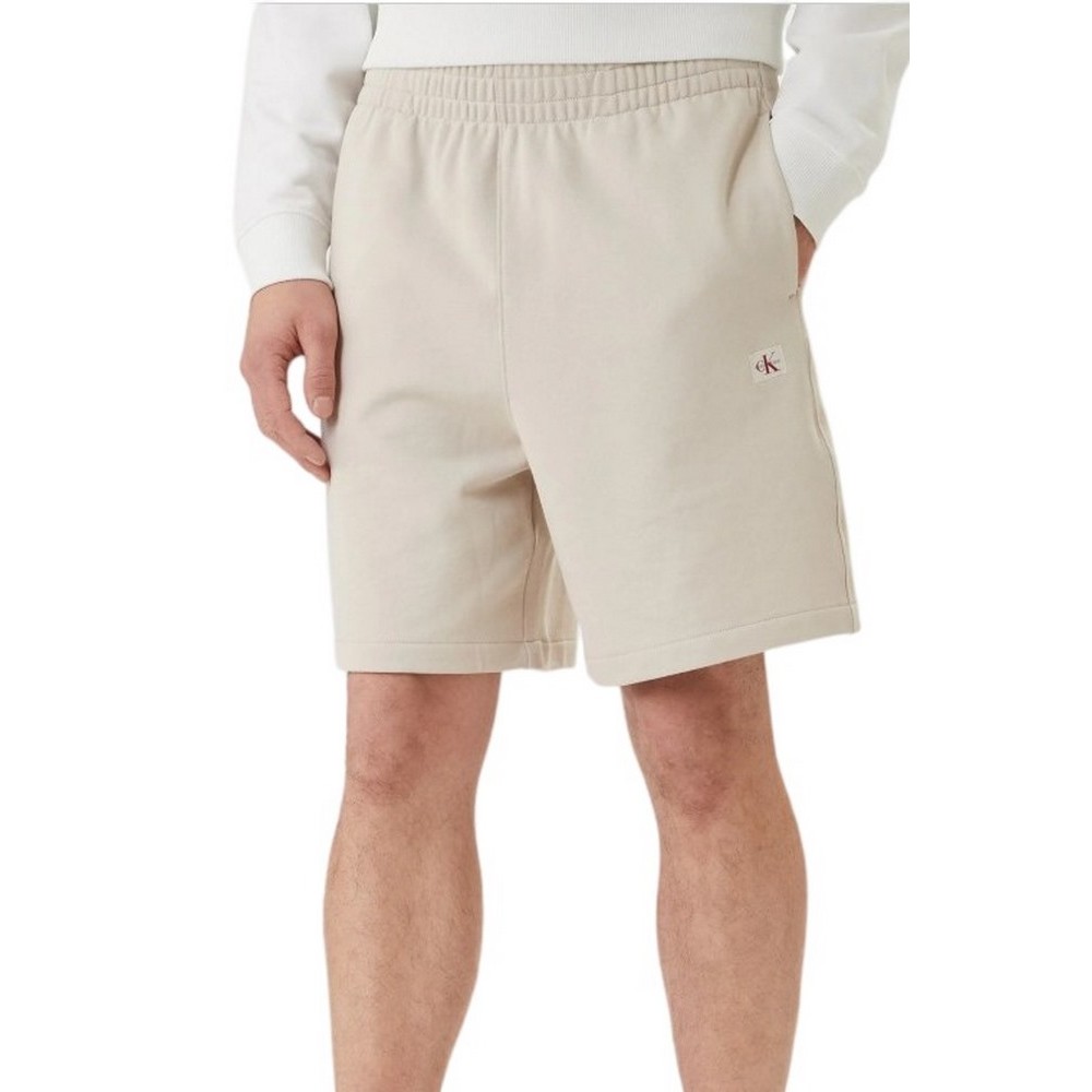 CALVIN KLEIN JEANS EU 350TERRY BADGE SHORT ΒΕΡΜΟΥΔΑ ΑΝΔΡΙΚΗ BEIGE