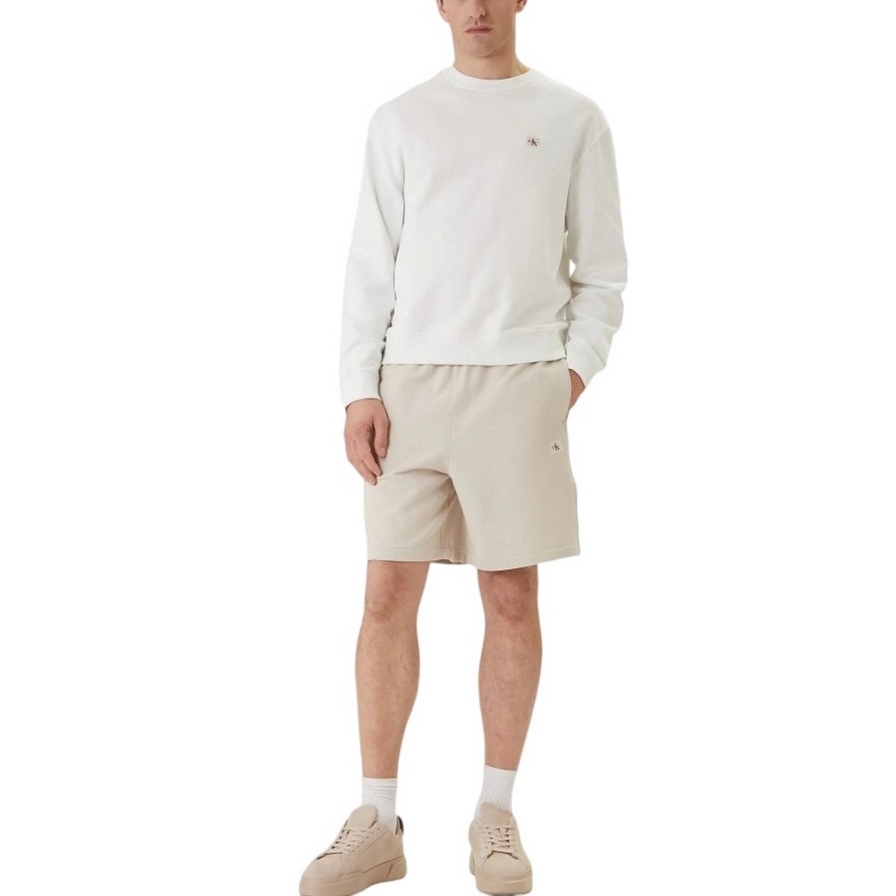 CALVIN KLEIN JEANS EU 350TERRY BADGE SHORT ΒΕΡΜΟΥΔΑ ΑΝΔΡΙΚΗ BEIGE