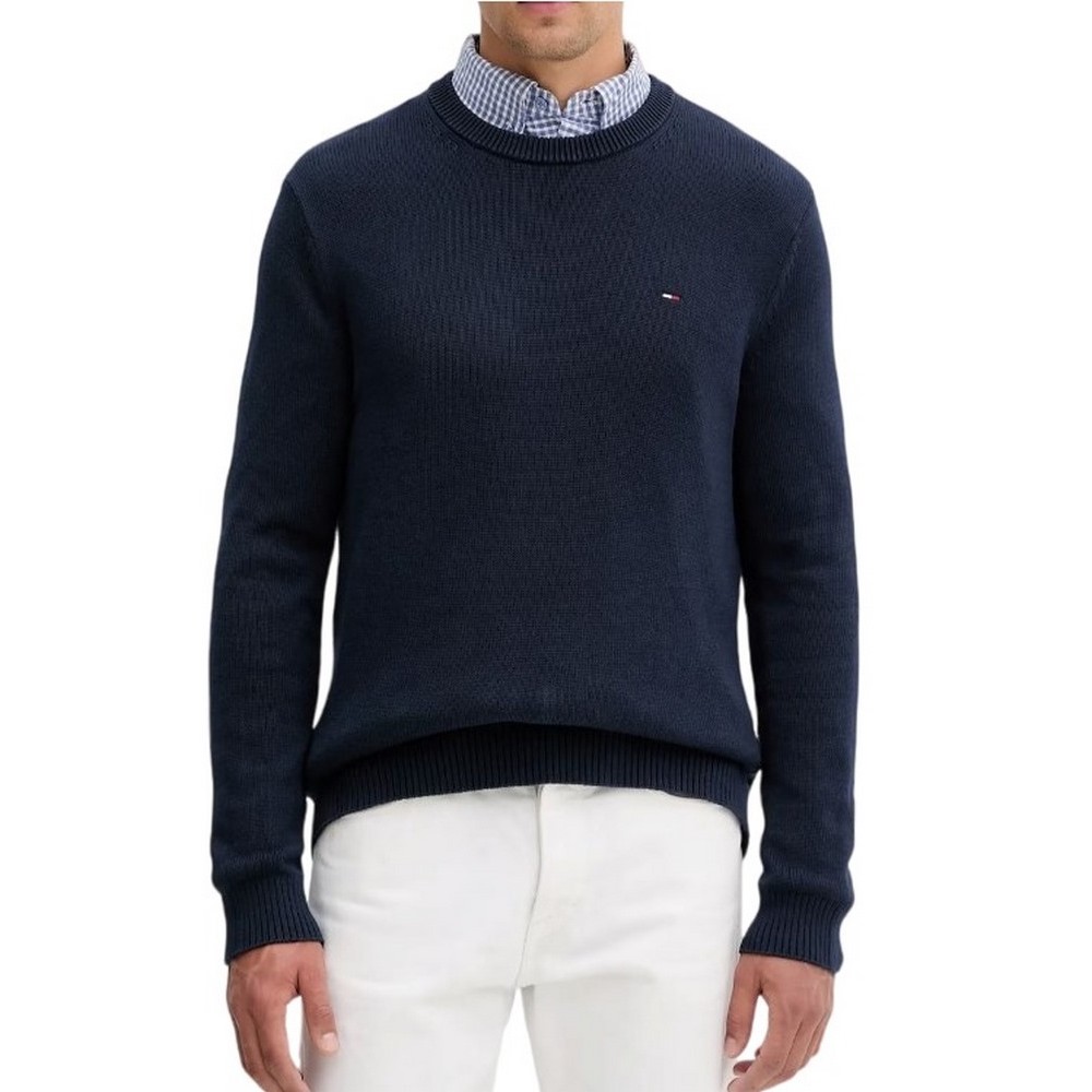 TOMMY JEANS SLIM ESS SWEATER EXT ΜΠΛΟΥΖΑ ΠΛΕΚΤΗ ΑΝΔΡΙΚΗ DARK NAVY