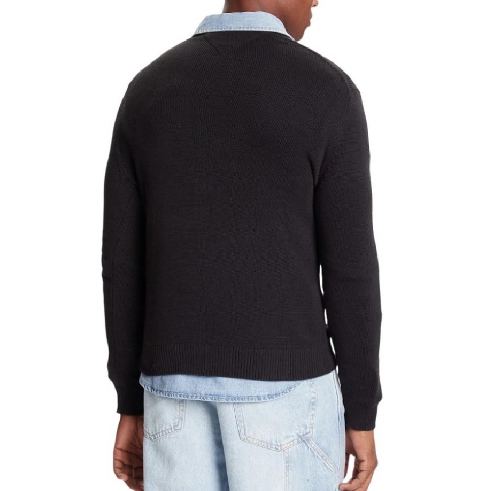 TOMMY JEANS SLIM ESS SWEATER EXT ΜΠΛΟΥΖΑ ΠΛΕΚΤΗ ΑΝΔΡΙΚΗ BLACK