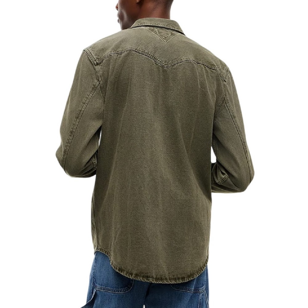 TOMMY JEANS REG WASHED WESTERN SHIRT ΠΟΥΚΑΜΙΣΟ ΑΝΔΡΙΚΟ OLIVE