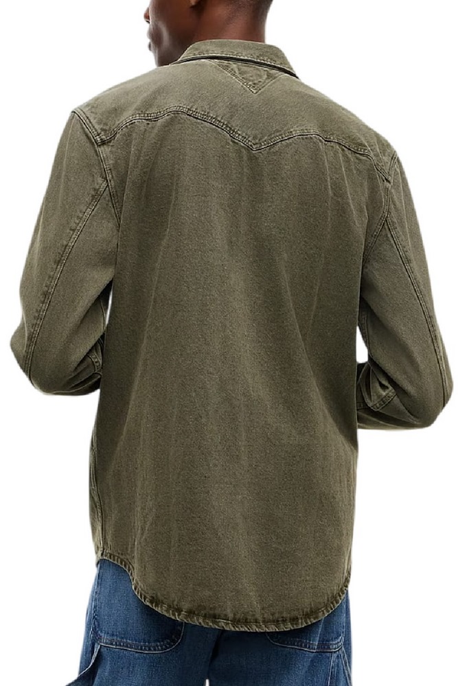 TOMMY JEANS REG WASHED WESTERN SHIRT ΠΟΥΚΑΜΙΣΟ ΑΝΔΡΙΚΟ OLIVE