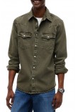 TOMMY JEANS REG WASHED WESTERN SHIRT ΠΟΥΚΑΜΙΣΟ ΑΝΔΡΙΚΟ OLIVE