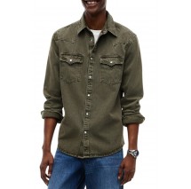 TOMMY JEANS REG WASHED WESTERN SHIRT ΠΟΥΚΑΜΙΣΟ ΑΝΔΡΙΚΟ OLIVE