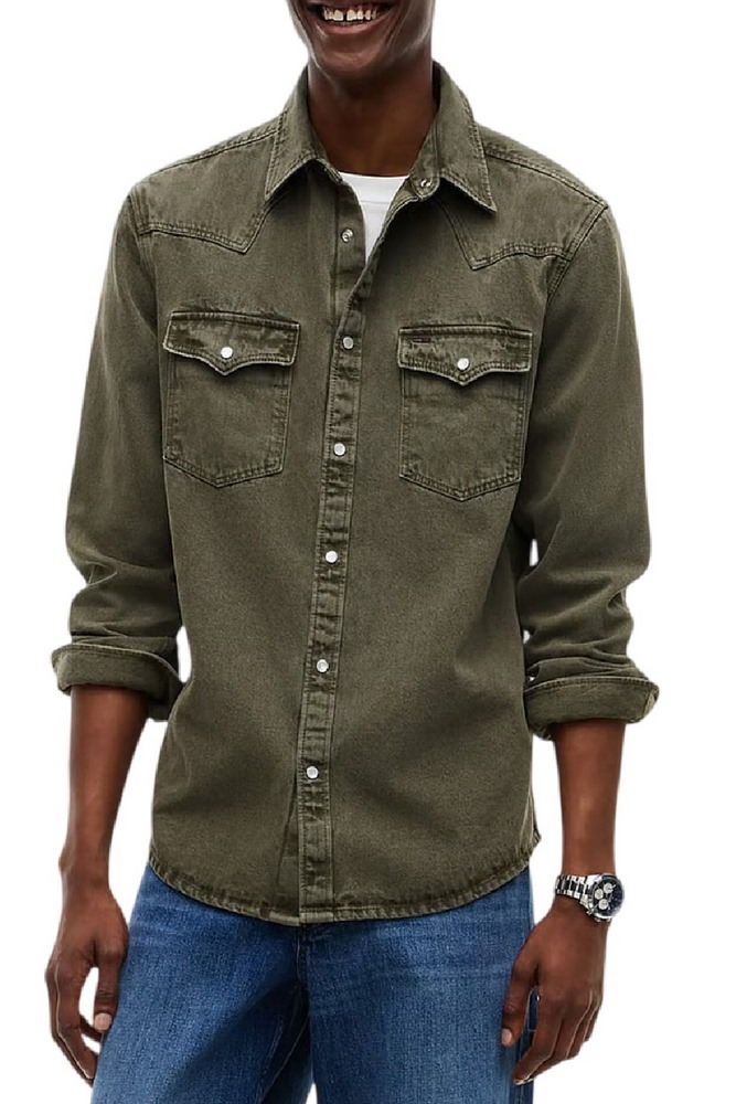 TOMMY JEANS REG WASHED WESTERN SHIRT ΠΟΥΚΑΜΙΣΟ ΑΝΔΡΙΚΟ OLIVE