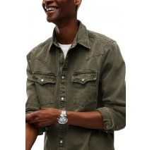 TOMMY JEANS REG WASHED WESTERN SHIRT ΠΟΥΚΑΜΙΣΟ ΑΝΔΡΙΚΟ OLIVE