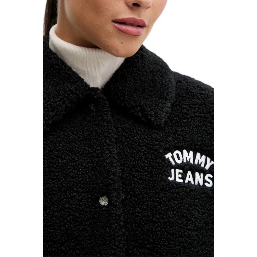 TOMMY JEANS TEDDY VARSITY BOMBER ΜΠΟΥΦΑΝ ΓΥΝΑΙΚΕΙΟ BLACK