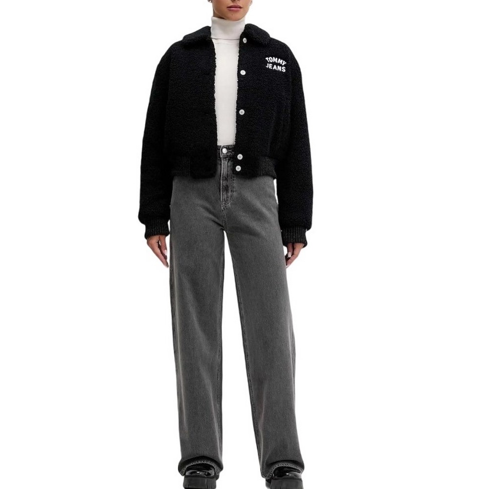 TOMMY JEANS TEDDY VARSITY BOMBER ΜΠΟΥΦΑΝ ΓΥΝΑΙΚΕΙΟ BLACK