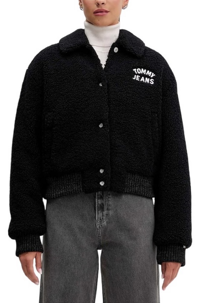 TOMMY JEANS TEDDY VARSITY BOMBER ΜΠΟΥΦΑΝ ΓΥΝΑΙΚΕΙΟ BLACK