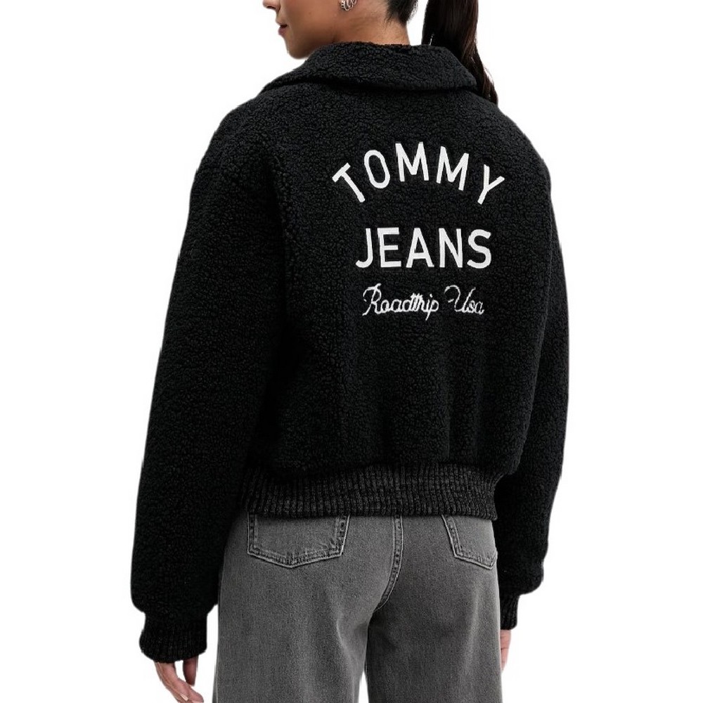 TOMMY JEANS TEDDY VARSITY BOMBER ΜΠΟΥΦΑΝ ΓΥΝΑΙΚΕΙΟ BLACK