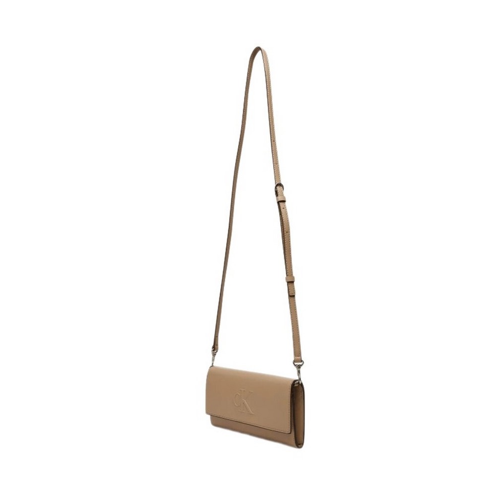 CALVIN KLEIN JEANS SCULPTED LONG FOLD STRAP WALLET ΠΟΡΤΟΦΟΛΙ ΓΥΝΑΙΚΕΙΟ BEIGE
