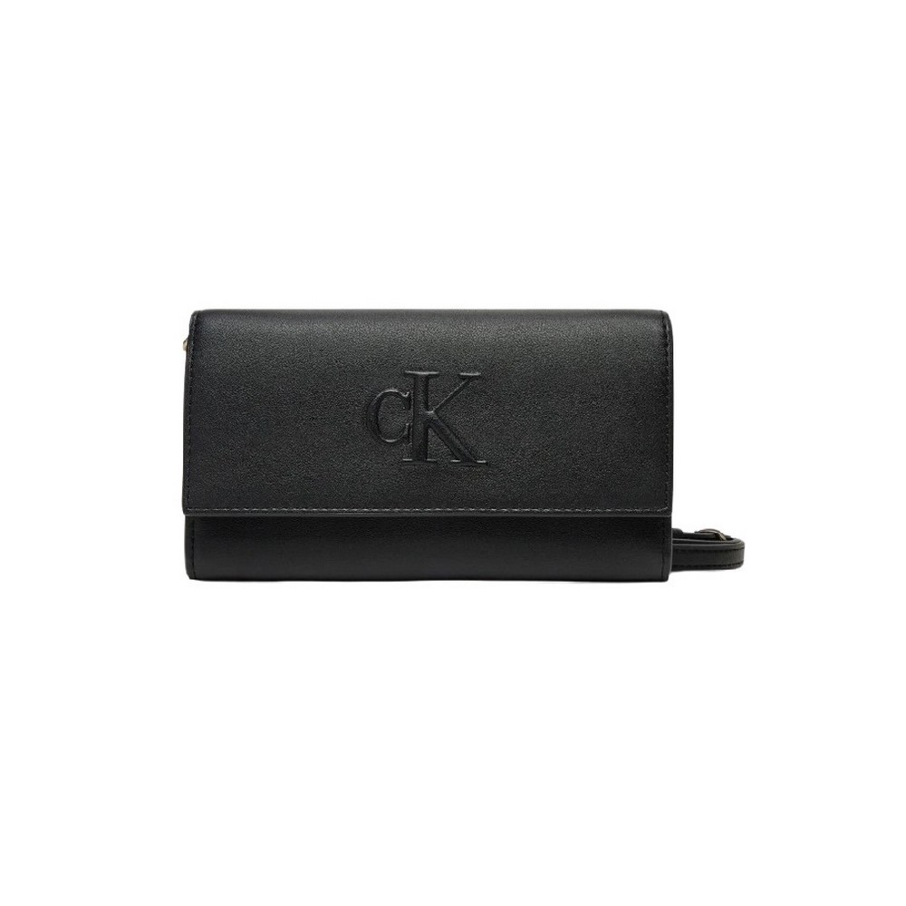CALVIN KLEIN JEANS SCULPTED LONG FOLD STRAP WALLET ΠΟΡΤΟΦΟΛΙ ΓΥΝΑΙΚΕΙΟ BLACK