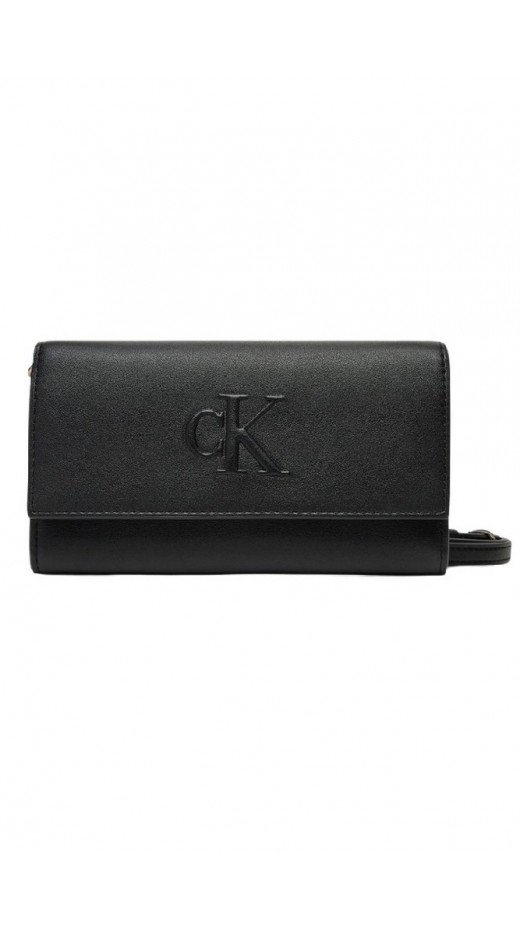 CALVIN KLEIN JEANS SCULPTED LONG FOLD STRAP WALLET ΠΟΡΤΟΦΟΛΙ ΓΥΝΑΙΚΕΙΟ BLACK