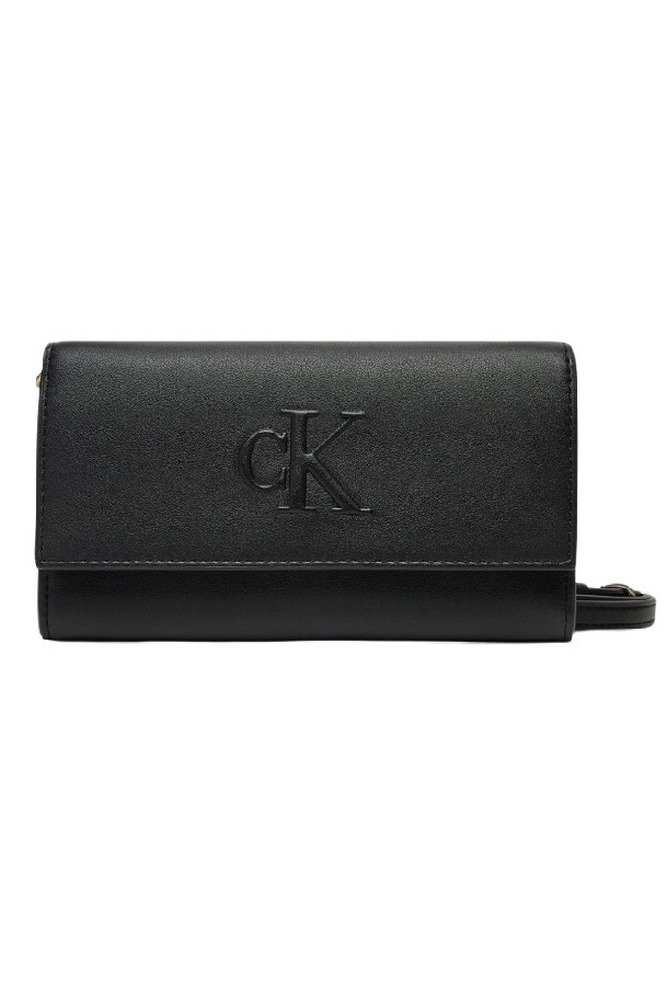 CALVIN KLEIN JEANS SCULPTED LONG FOLD STRAP WALLET ΠΟΡΤΟΦΟΛΙ ΓΥΝΑΙΚΕΙΟ BLACK