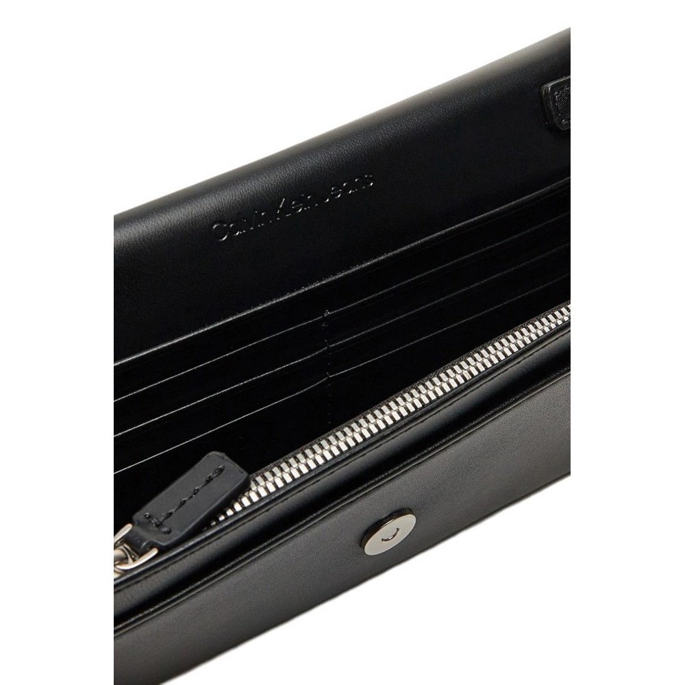 CALVIN KLEIN JEANS SCULPTED LONG FOLD STRAP WALLET ΠΟΡΤΟΦΟΛΙ ΓΥΝΑΙΚΕΙΟ BLACK