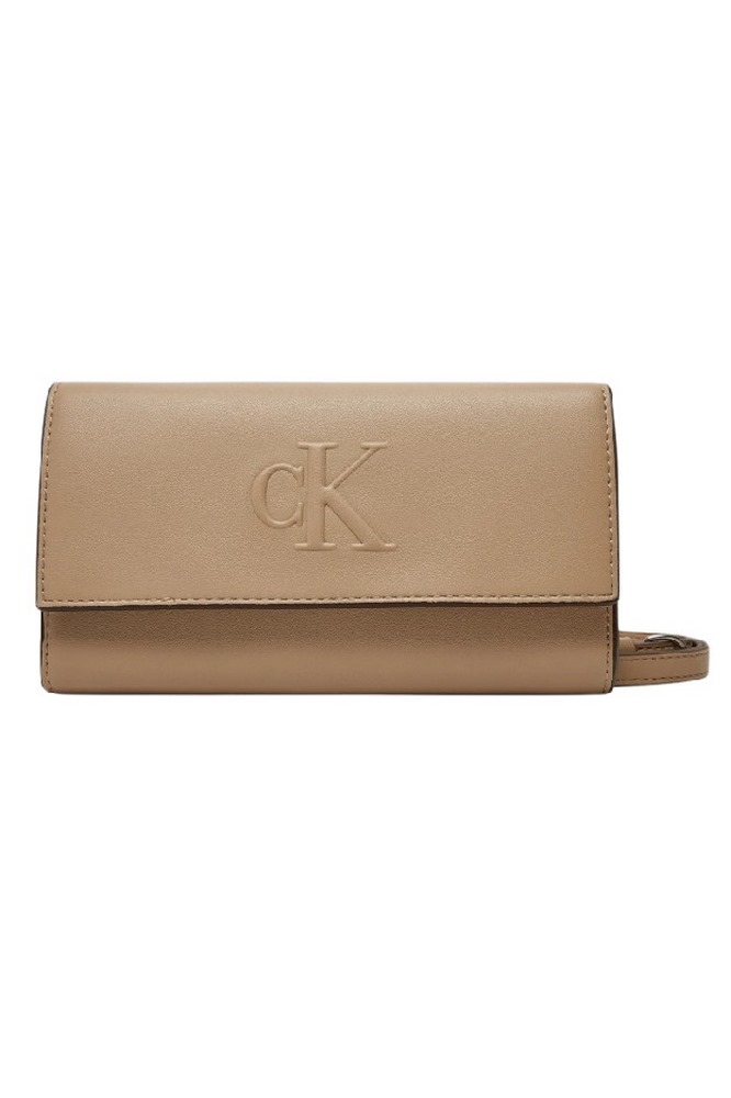 CALVIN KLEIN JEANS SCULPTED LONG FOLD STRAP WALLET ΠΟΡΤΟΦΟΛΙ ΓΥΝΑΙΚΕΙΟ BEIGE