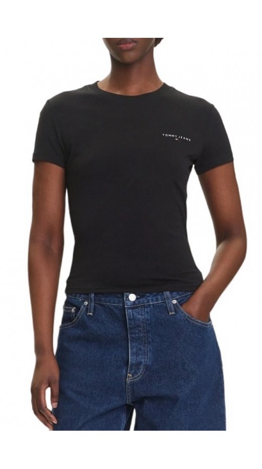 TOMMY JEANS SLIM LINEAR SS TEE EXT T-SHIRT ΜΠΛΟΥΖΑ ΓΥΝΑΙΚΕΙΑ BLACK