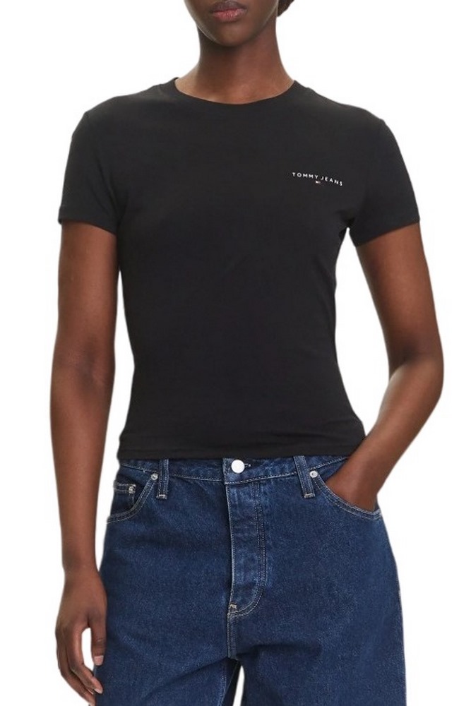 TOMMY JEANS SLIM LINEAR SS TEE EXT T-SHIRT ΜΠΛΟΥΖΑ ΓΥΝΑΙΚΕΙΑ BLACK