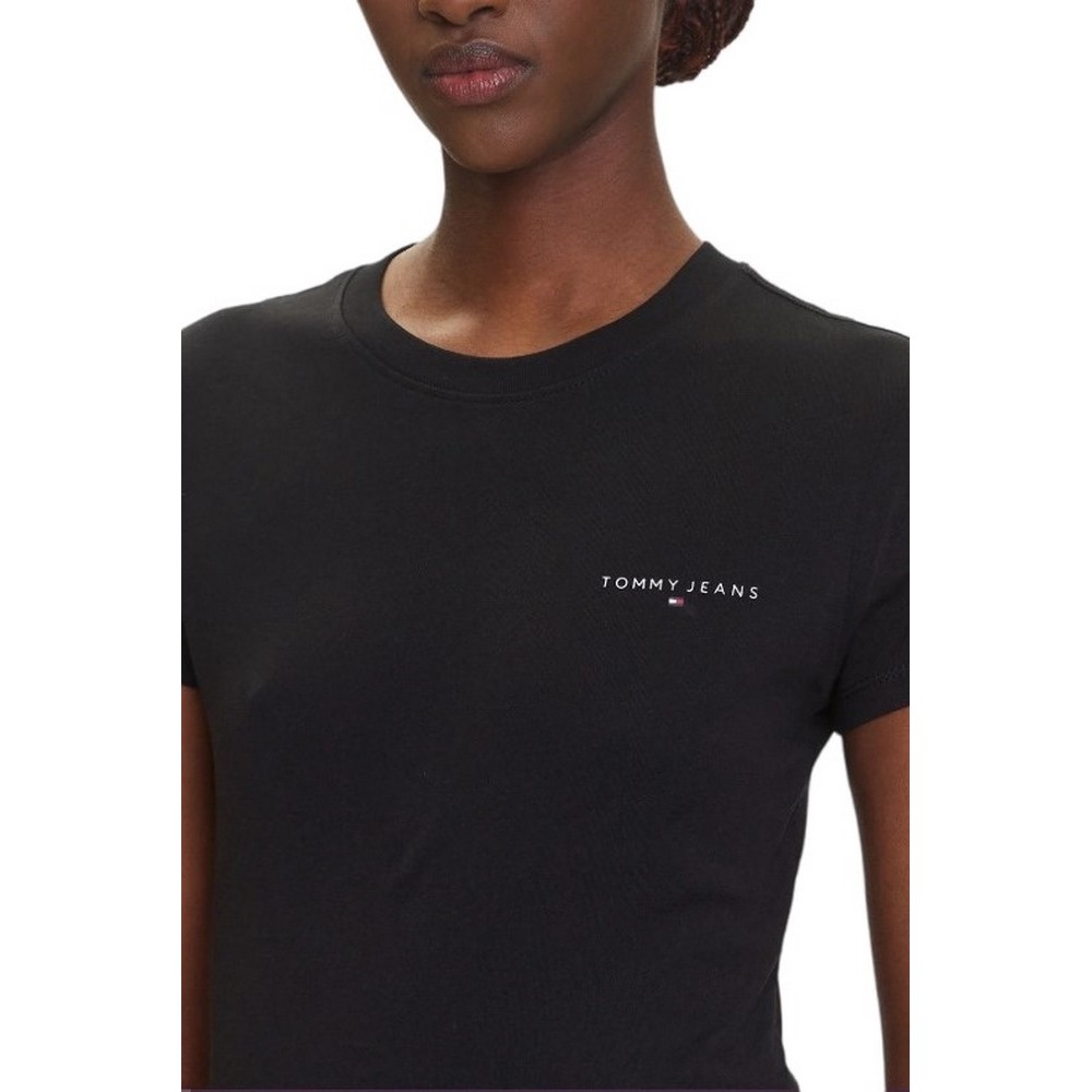 TOMMY JEANS SLIM LINEAR SS TEE EXT T-SHIRT ΜΠΛΟΥΖΑ ΓΥΝΑΙΚΕΙΑ BLACK