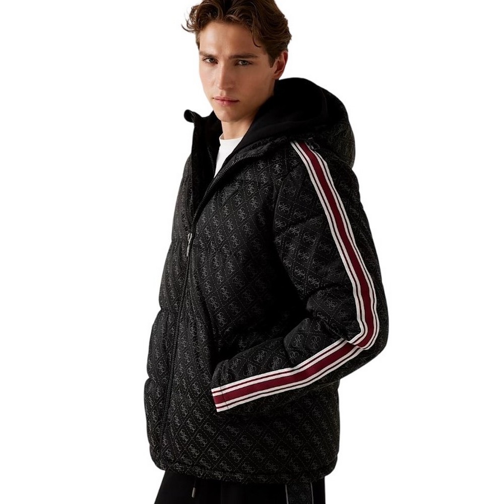 GUESS FUSCO 4G PADDED JACKET ΜΠΟΥΦΑΝ ΑΝΔΡΙΚΟ BLACK/GREY