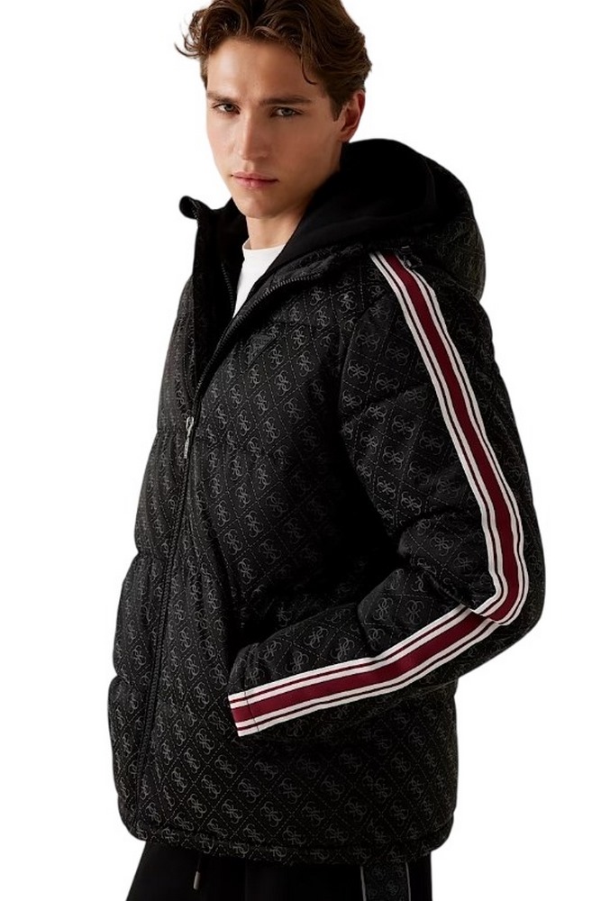 GUESS FUSCO 4G PADDED JACKET ΜΠΟΥΦΑΝ ΑΝΔΡΙΚΟ BLACK/GREY