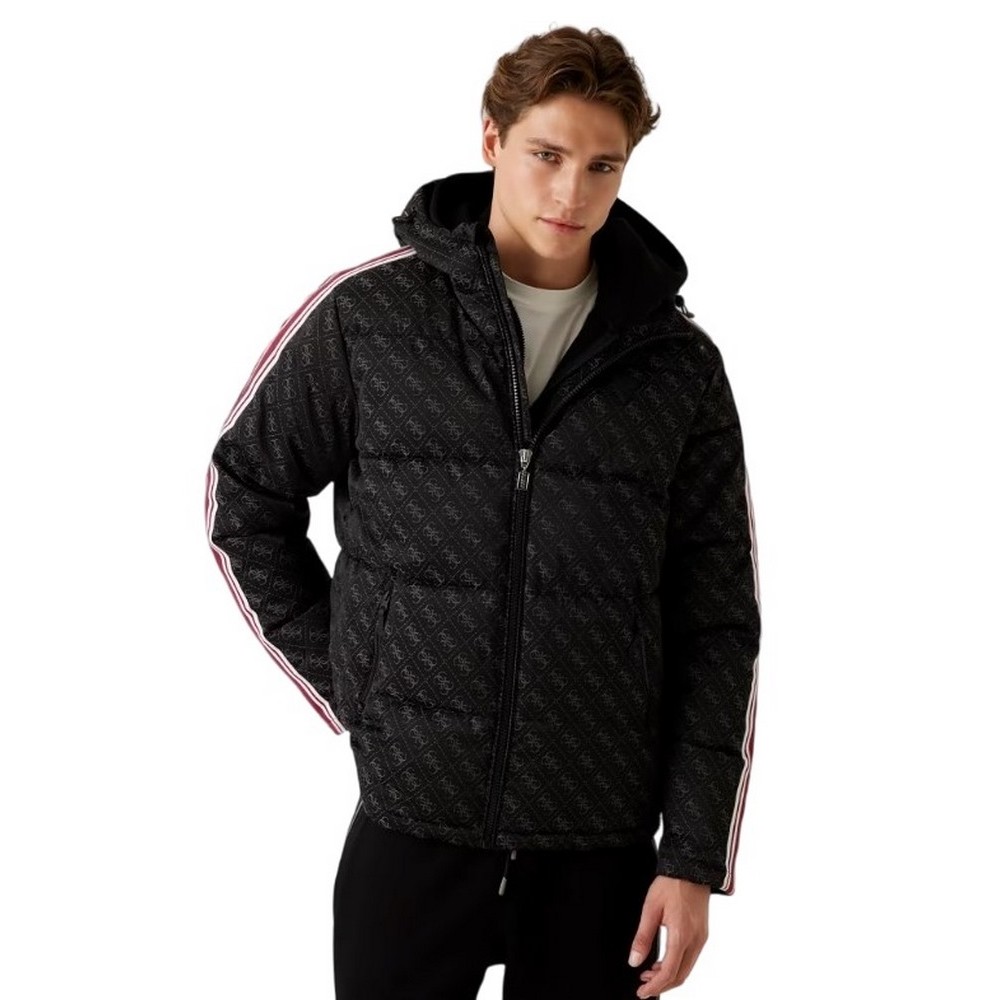 GUESS FUSCO 4G PADDED JACKET ΜΠΟΥΦΑΝ ΑΝΔΡΙΚΟ BLACK/GREY