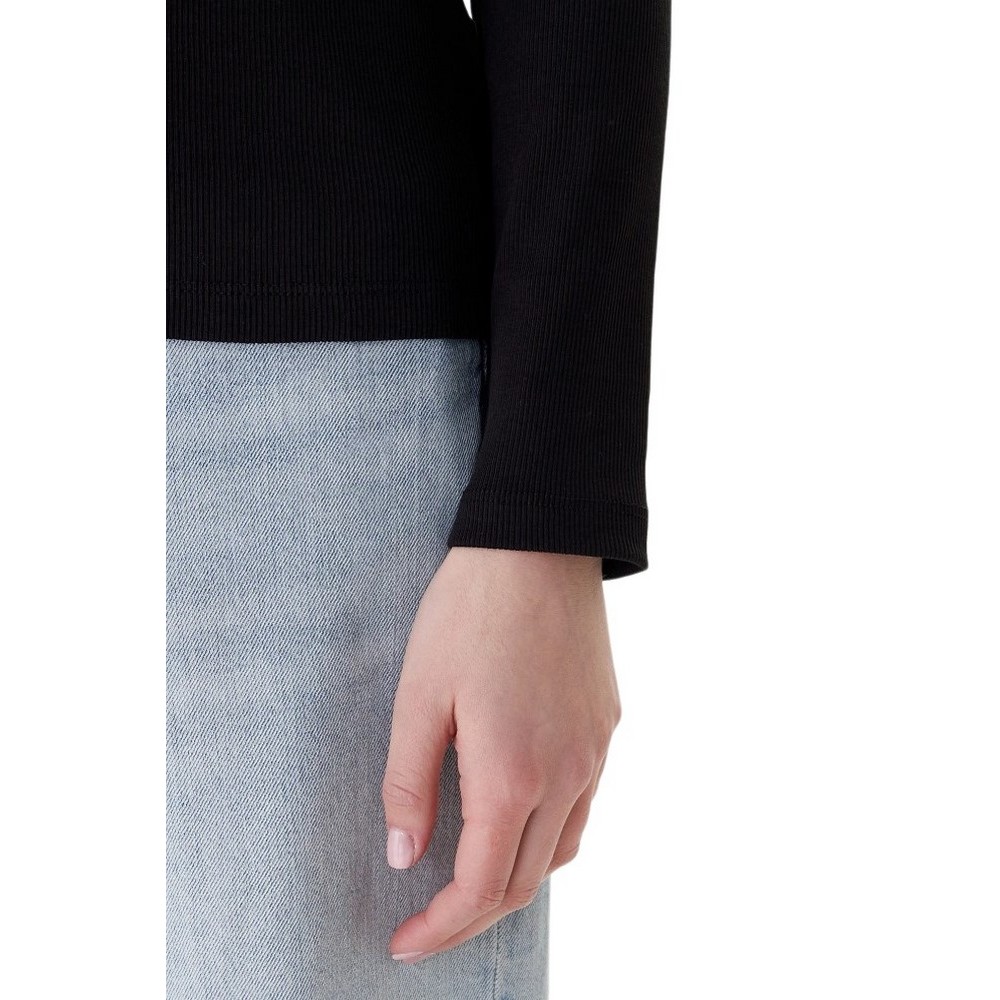 CALVIN KLEIN JEANS LS WOVEN LABEL 2X2 RIB JOHNNY CO ΜΠΛΟΥΖΑ ΓΥΝΑΙΚΕΙΑ BLACK