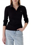 CALVIN KLEIN JEANS LS WOVEN LABEL 2X2 RIB JOHNNY CO ΜΠΛΟΥΖΑ ΓΥΝΑΙΚΕΙΑ BLACK