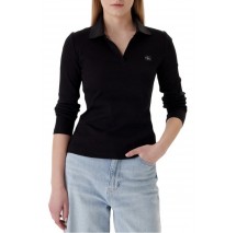 CALVIN KLEIN JEANS LS WOVEN LABEL 2X2 RIB JOHNNY CO ΜΠΛΟΥΖΑ ΓΥΝΑΙΚΕΙΑ BLACK