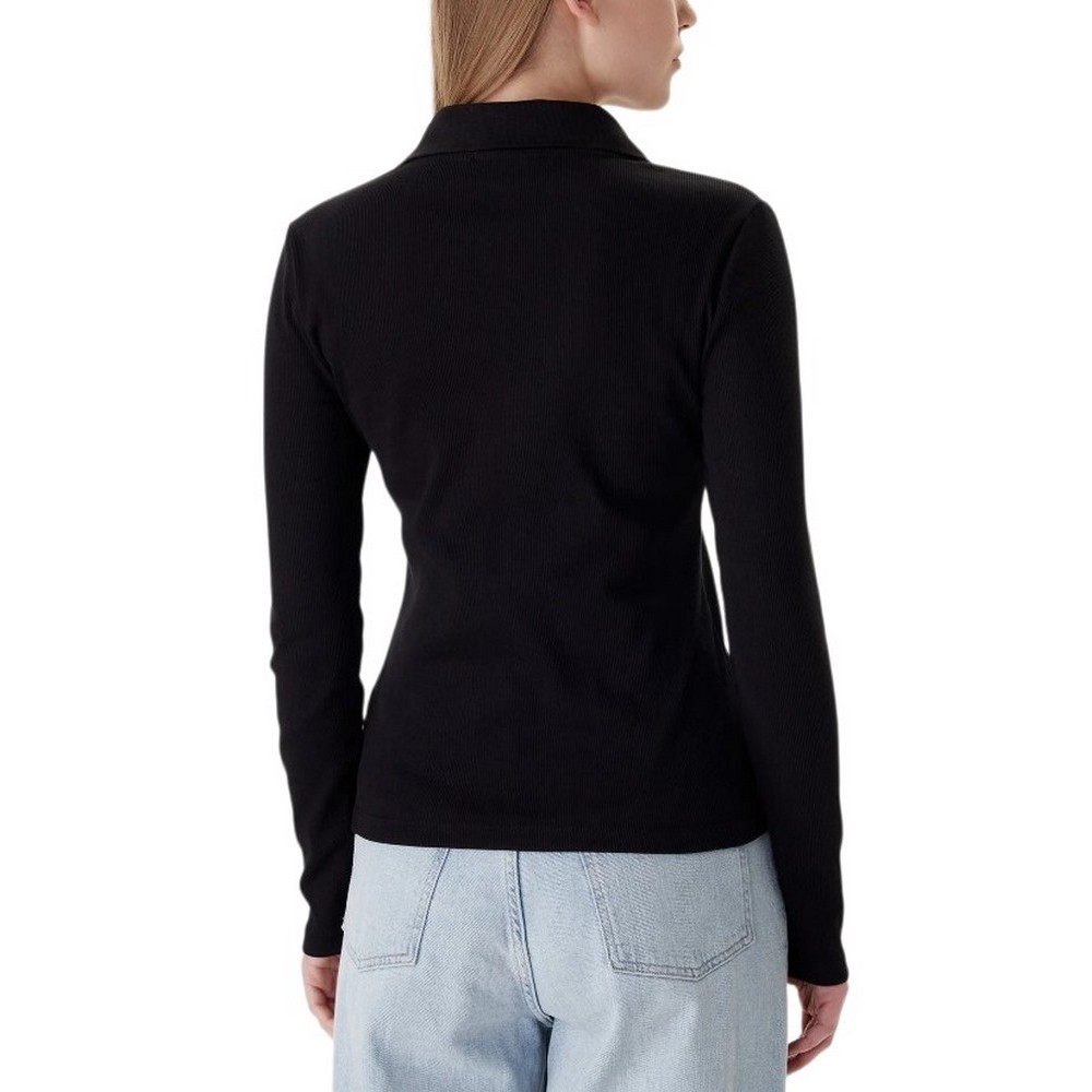 CALVIN KLEIN JEANS LS WOVEN LABEL 2X2 RIB JOHNNY CO ΜΠΛΟΥΖΑ ΓΥΝΑΙΚΕΙΑ BLACK