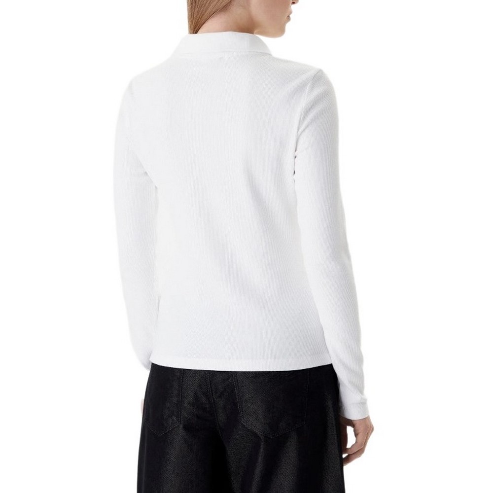 CALVIN KLEIN JEANS LS WOVEN LABEL 2X2 RIB JOHNNY CO ΜΠΛΟΥΖΑ ΓΥΝΑΙΚΕΙΑ WHITE