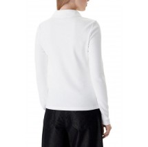 CALVIN KLEIN JEANS LS WOVEN LABEL 2X2 RIB JOHNNY CO ΜΠΛΟΥΖΑ ΓΥΝΑΙΚΕΙΑ WHITE