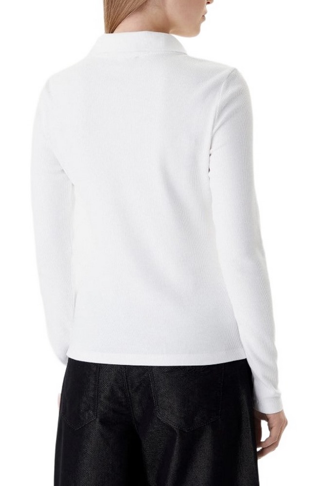 CALVIN KLEIN JEANS LS WOVEN LABEL 2X2 RIB JOHNNY CO ΜΠΛΟΥΖΑ ΓΥΝΑΙΚΕΙΑ WHITE